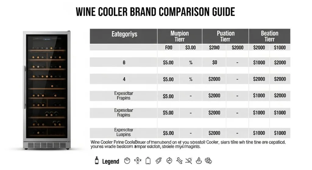 Chart comparing major wine cooler brands and pricing tiers