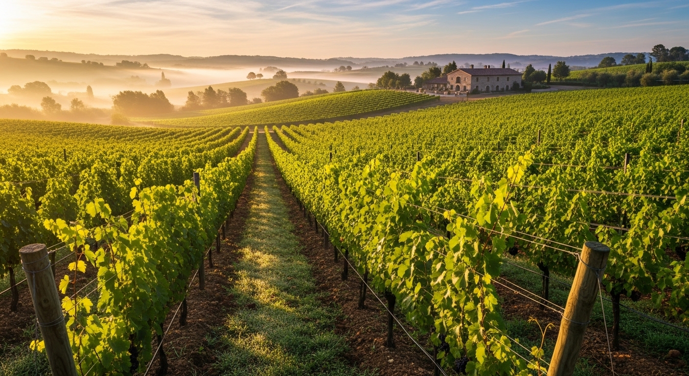 Vineyard with organic and natural wine farming techniques
