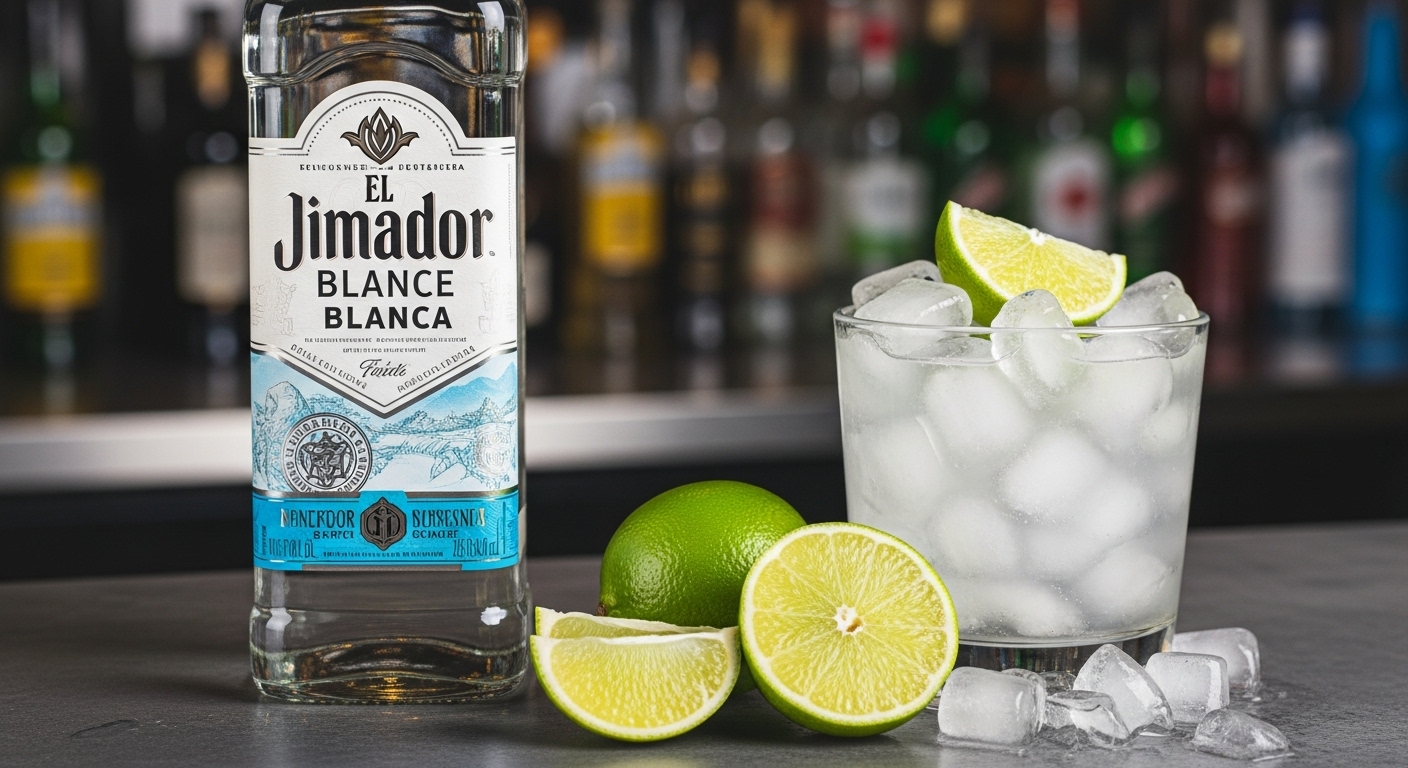 El Jimador Blanco bottle beside sliced limes