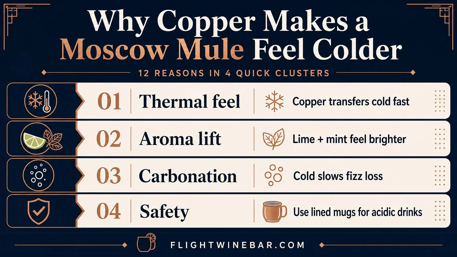 Why Is Moscow Mule Served in a Copper Cup? 12 Powerful Reasons You Must Know 3 Infographic explaining why copper makes a Moscow Mule feel colder