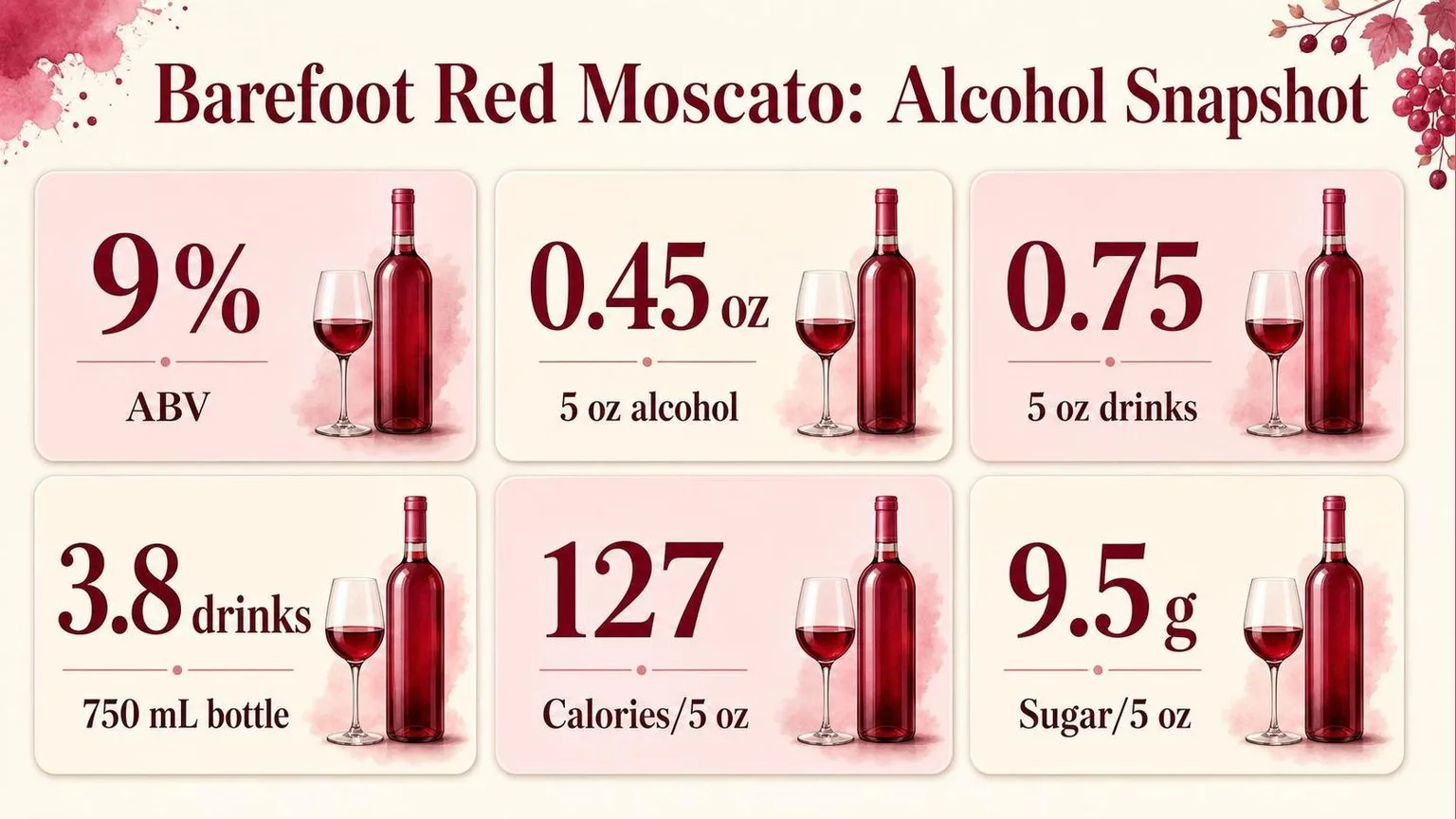 Barefoot Red Moscato: Alcohol By The Numbers — key facts at a glance