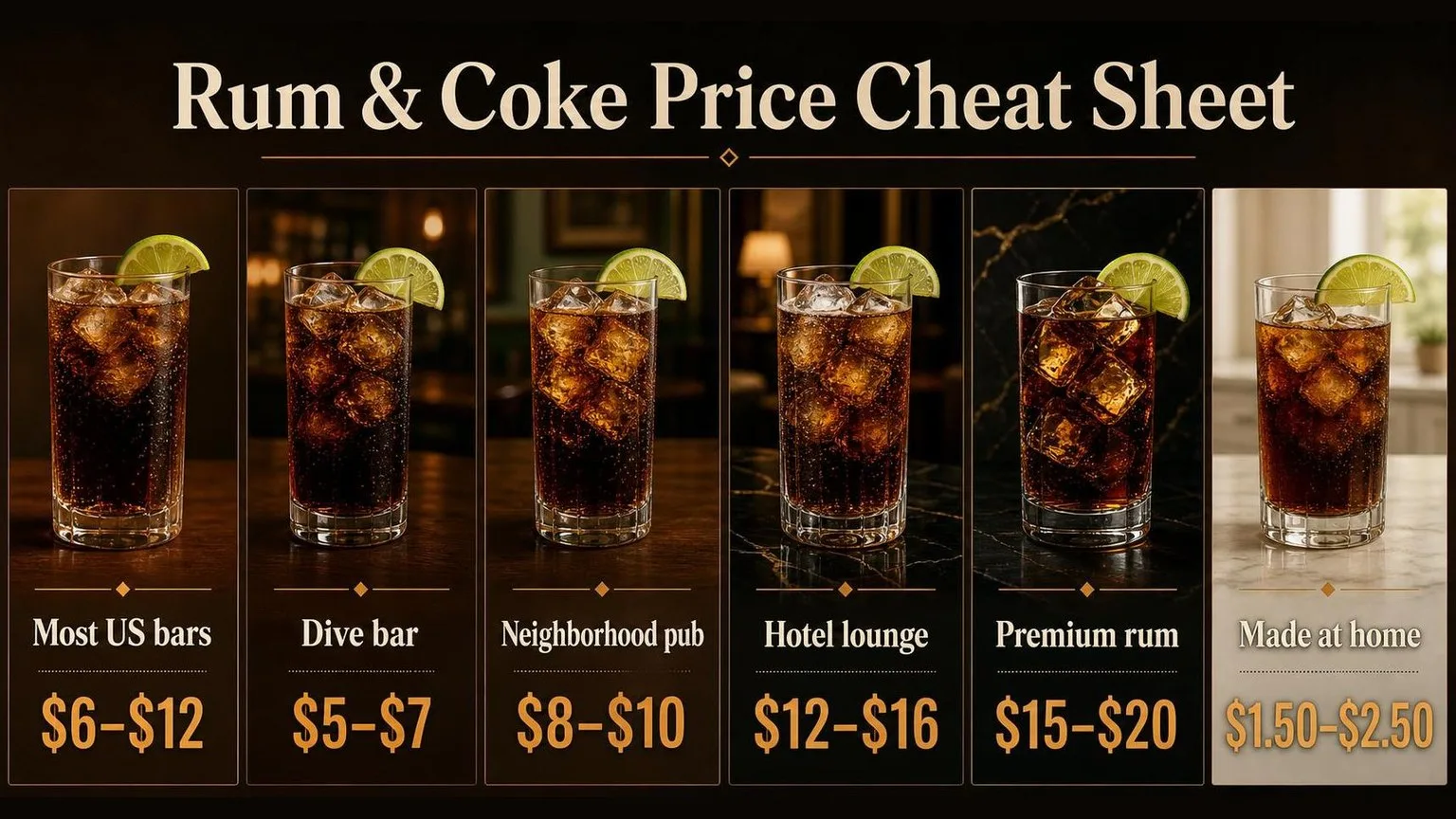 How Much Does A Rum And Coke Cost? 1 Rum & Coke Prices by Venue — key facts at a glance