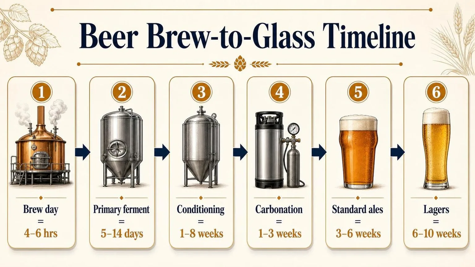 How Long Does It Take To Brew Beer? A Realistic, From-the-Brew-Day-to-First-Pour Timeline 1 How Long Does It Take To Brew Beer? — key facts at a glance