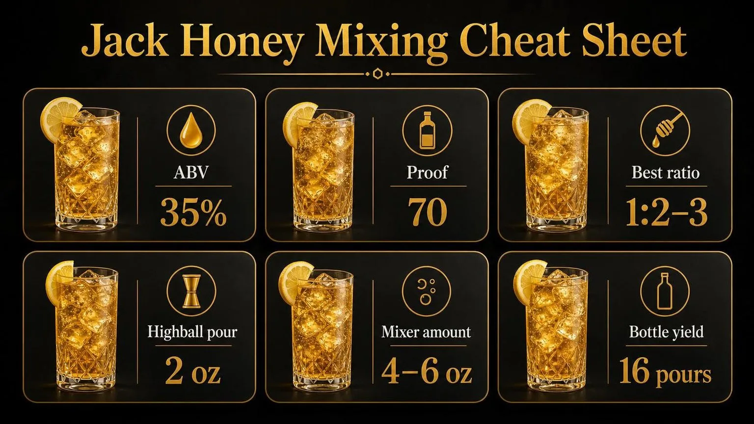 Jack Honey Mixing Cheat Sheet — key facts at a glance