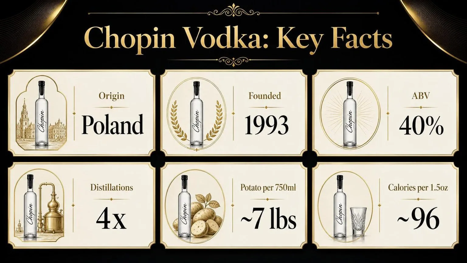 Chopin Vodka by the Numbers — key facts at a glance