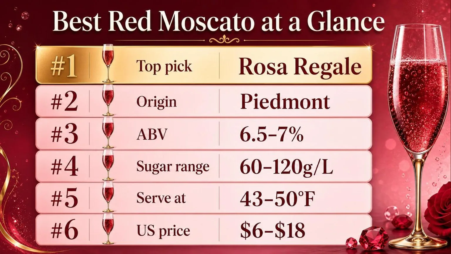 Red Moscato By The Numbers — key facts at a glance