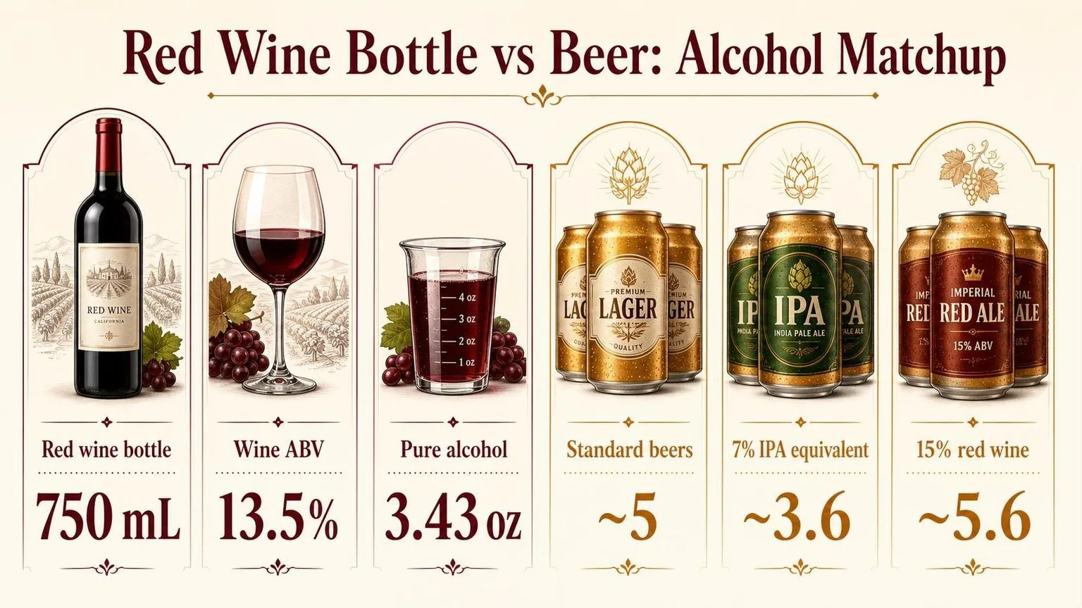 1 Bottle of Red Wine = How Many Beers? — key facts at a glance