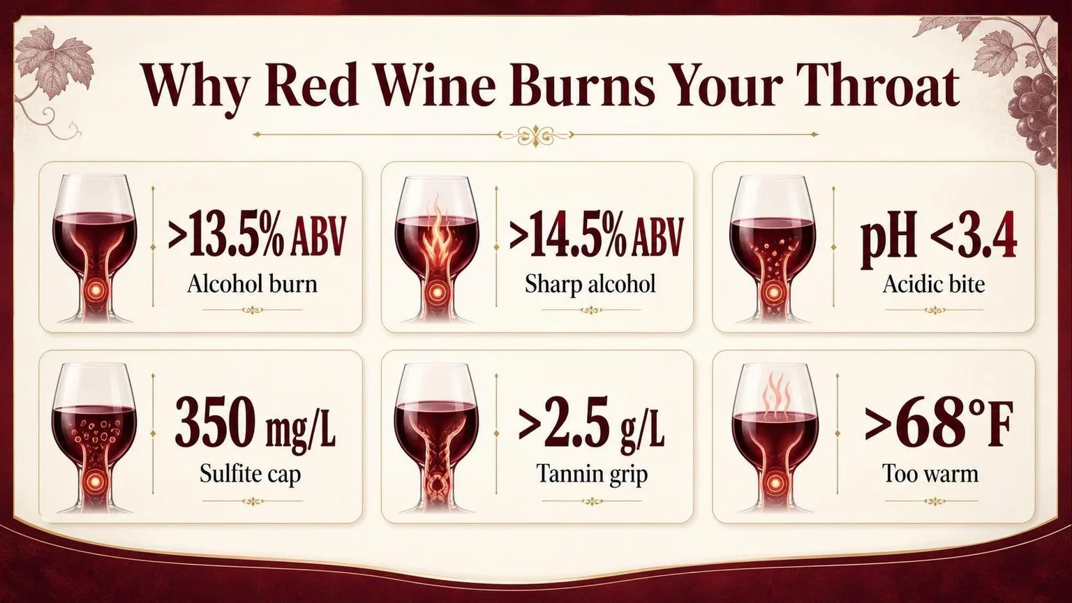 Why Red Wine Burns Your Throat: The Numbers — key facts at a glance
