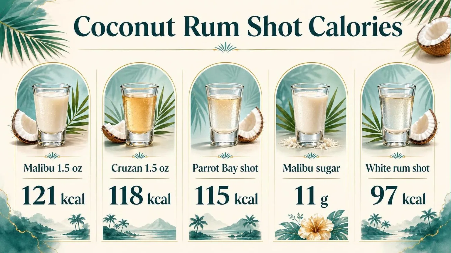 Coconut Rum Calories: Shot by Shot — key facts at a glance