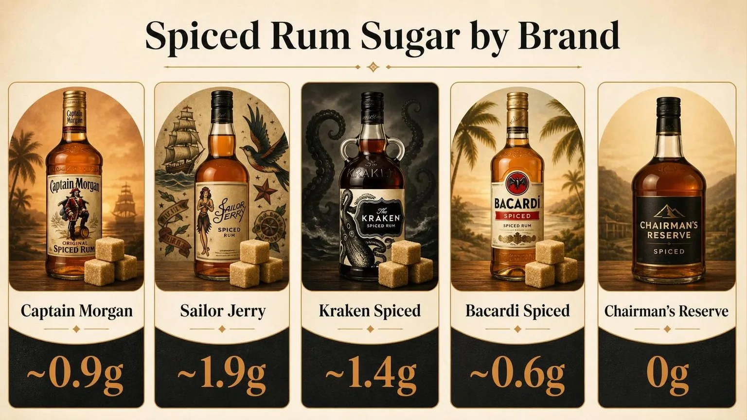 Sugar in Spiced Rum: Brand Breakdown — key facts at a glance