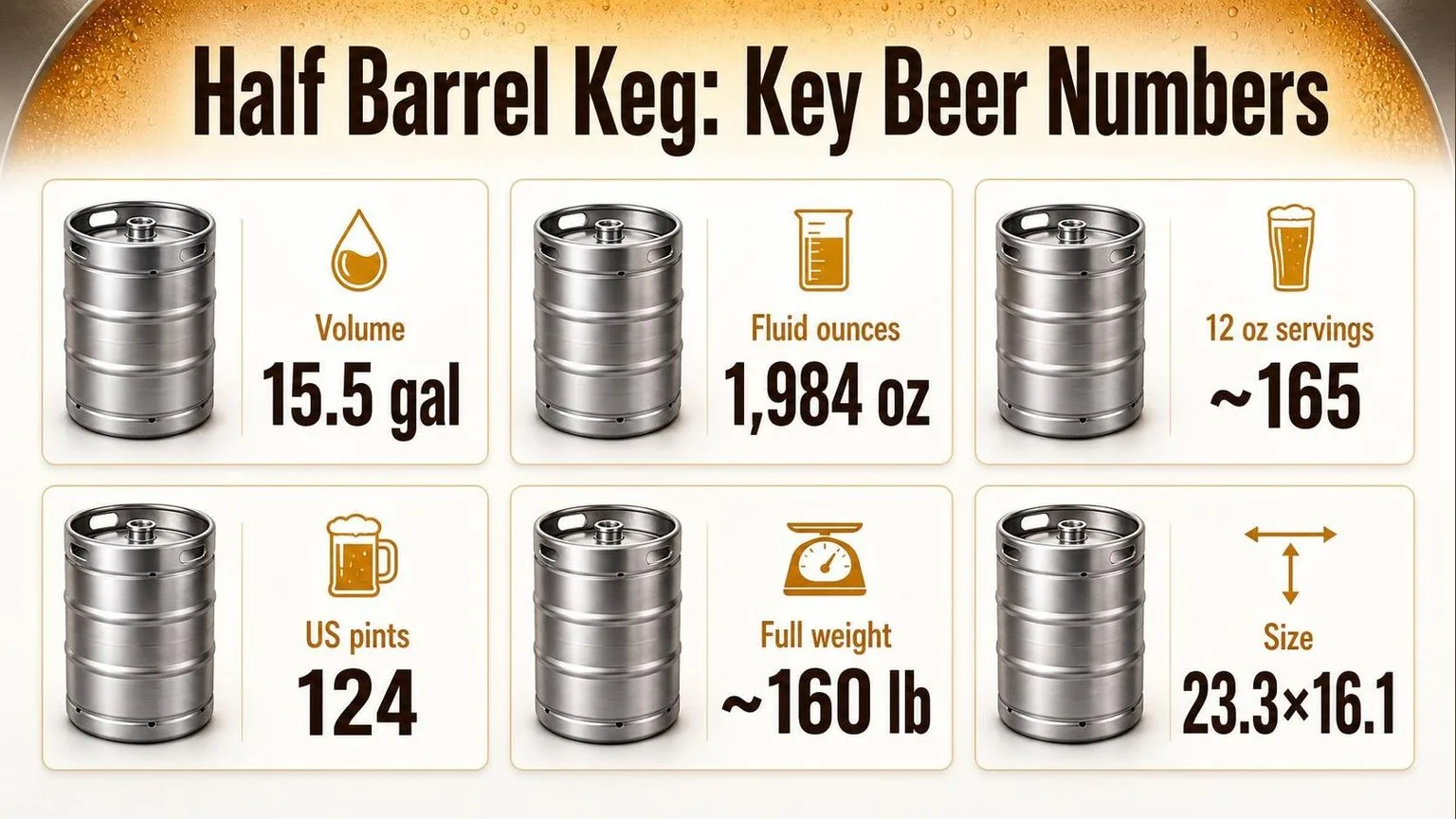 Half Barrel Keg: By The Numbers — key facts at a glance