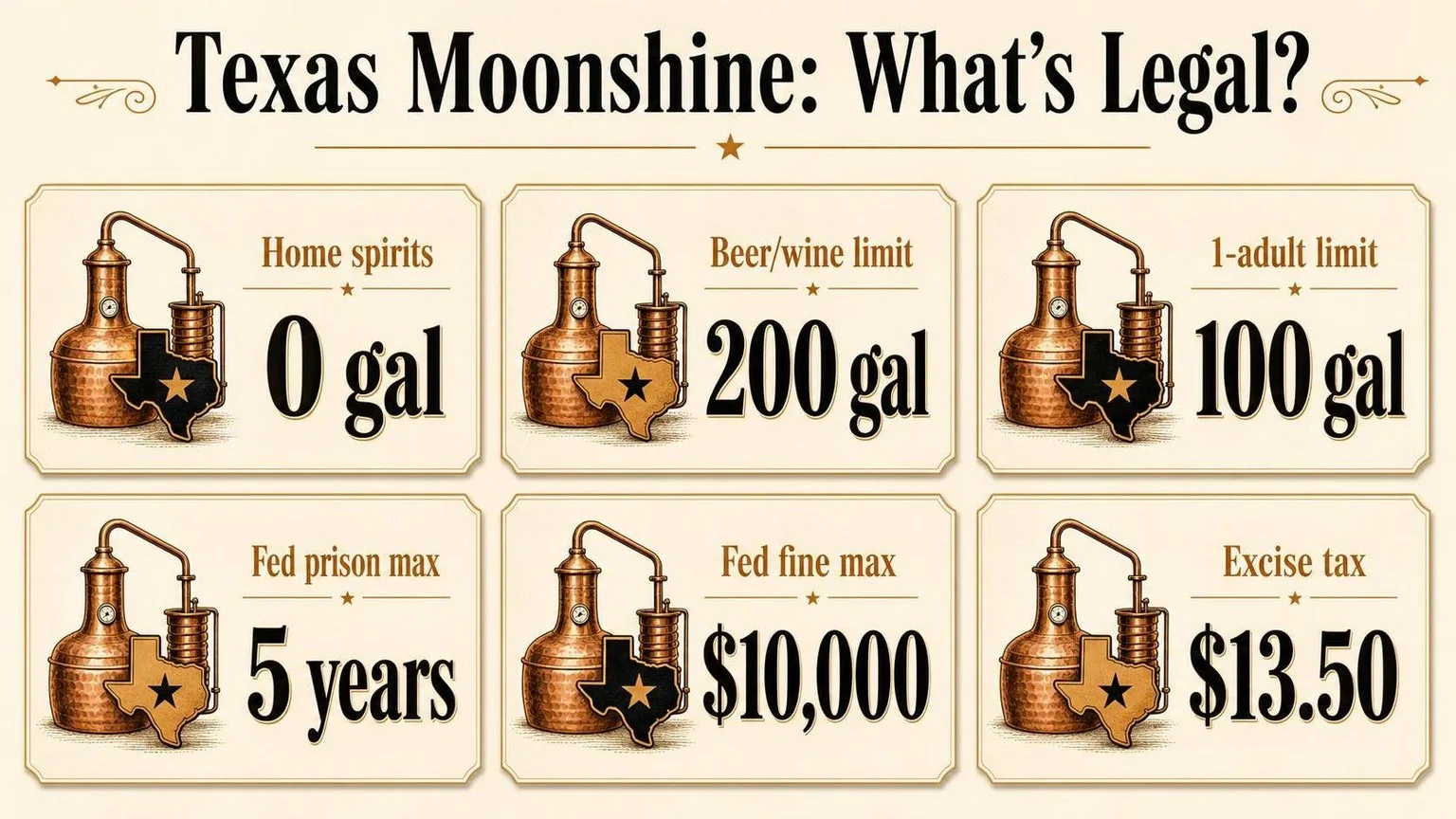 Texas Moonshine: The Key Legal Numbers — key facts at a glance