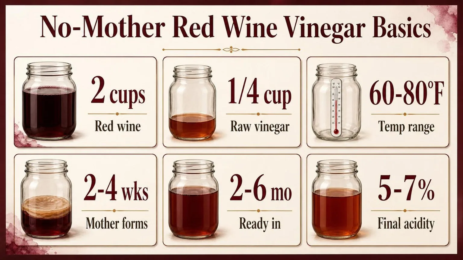 Red Wine Vinegar Without a Mother: 6 Steps — key facts at a glance