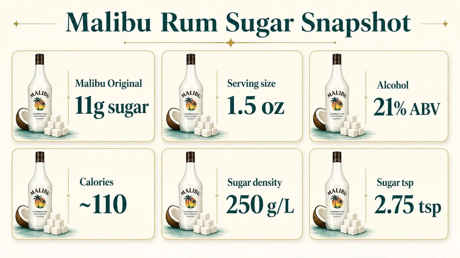 Does Malibu Rum Contain Sugar? 1 Malibu Rum Sugar: The Real Numbers — key facts at a glance
