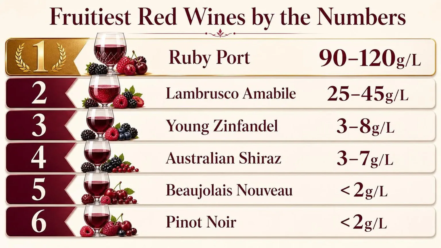 Fruitiest Red Wines by the Numbers — key facts at a glance