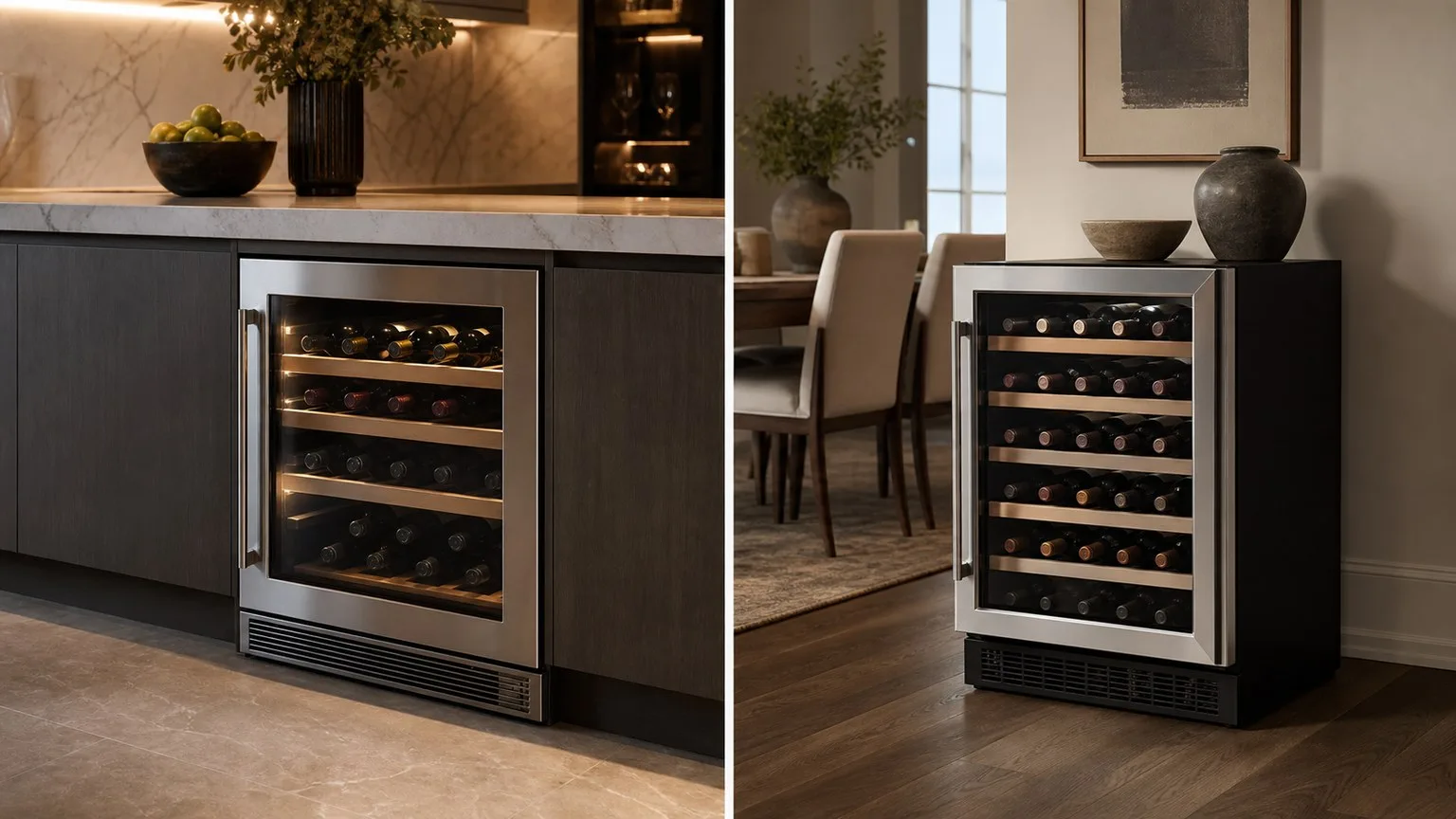 How Much Is Wine Coolers? 2026 Pricing Guide for Every Budget 10 Side-by-side image showing built-in and freestanding wine coolers