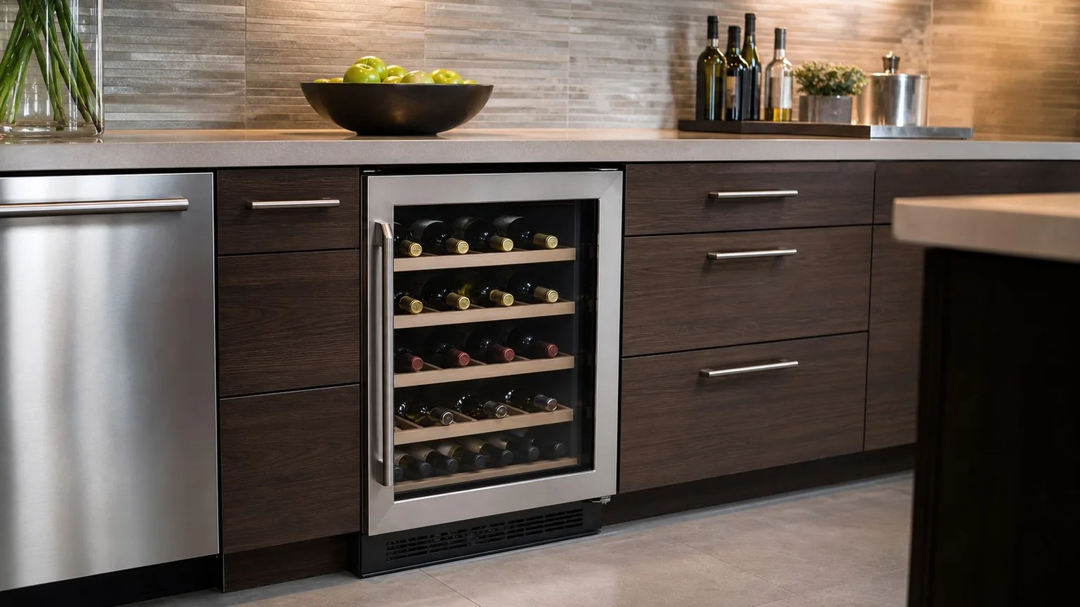 How Much Is Wine Coolers? 2026 Pricing Guide for Every Budget 5 Built-in wine cooler integrated into a modern kitchen island