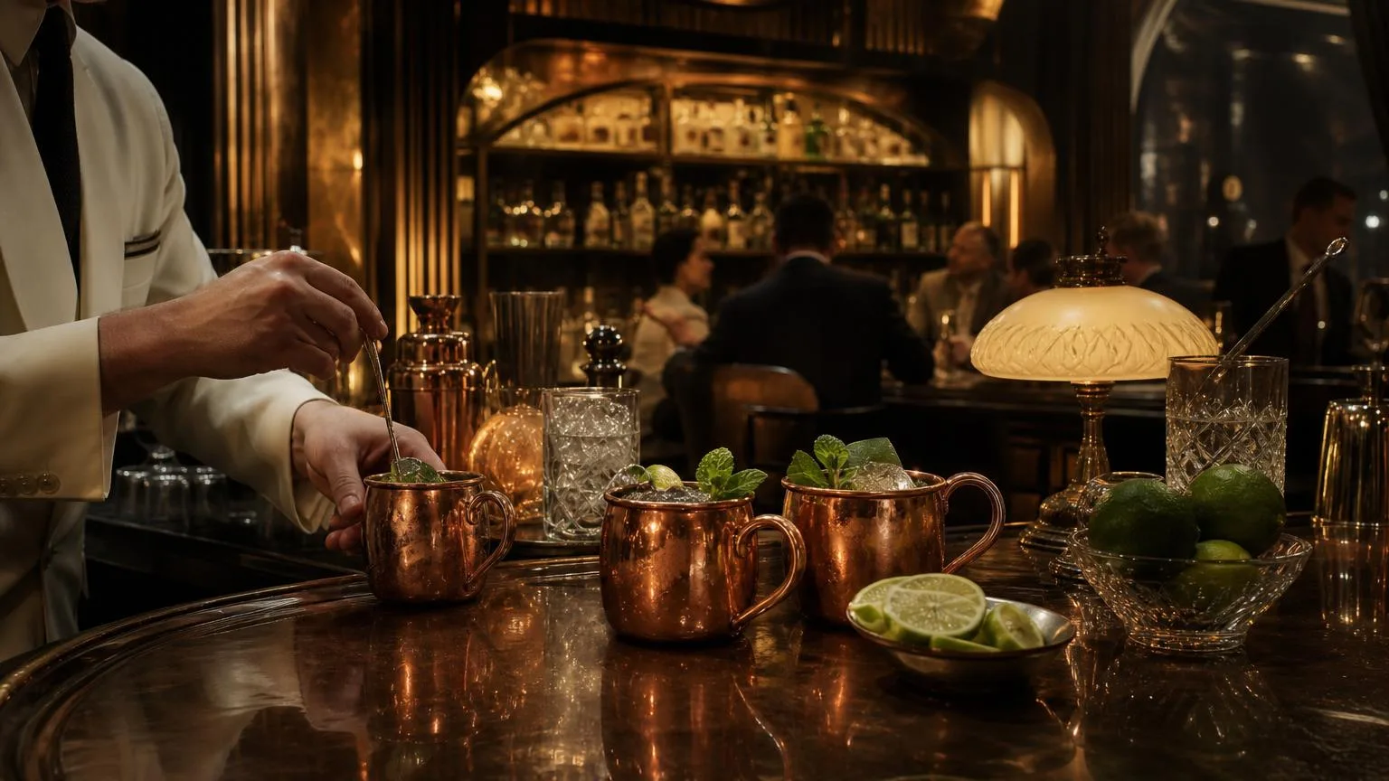 Why Is a Moscow Mule Served in Copper? 12 Scientific & Historical Reasons (2026 Guide) 3 Vintage 1940s style Moscow Mule advertisement with copper mug and bartender in Los Angeles