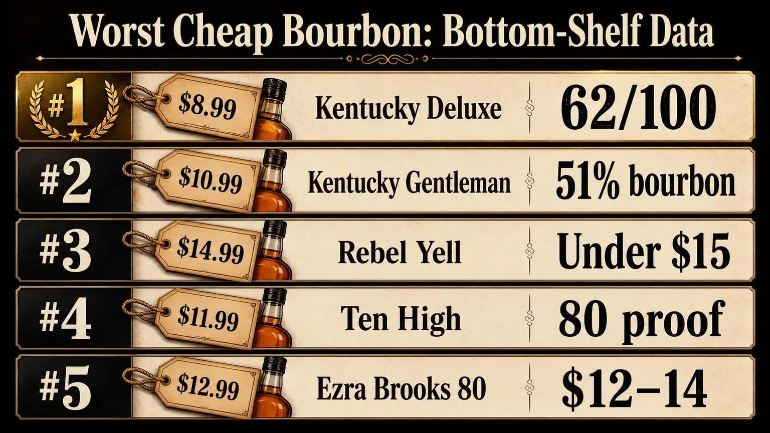 What Is The Worst Cheap Bourbon? 1 Worst Cheap Bourbons: The Numbers — key facts at a glance