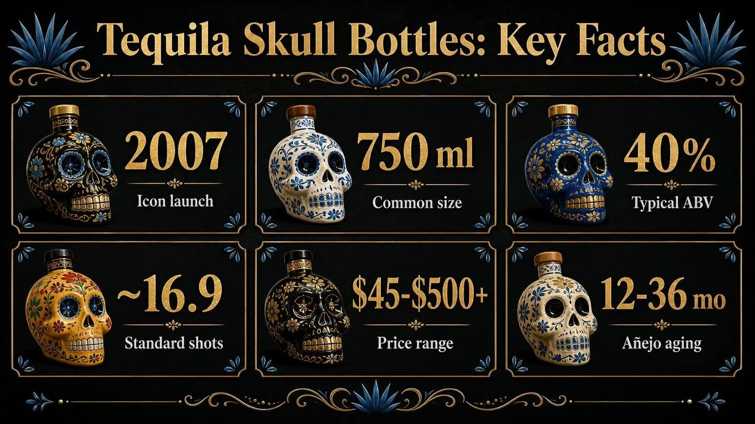 Tequila Skull Bottles by the Numbers — key facts at a glance