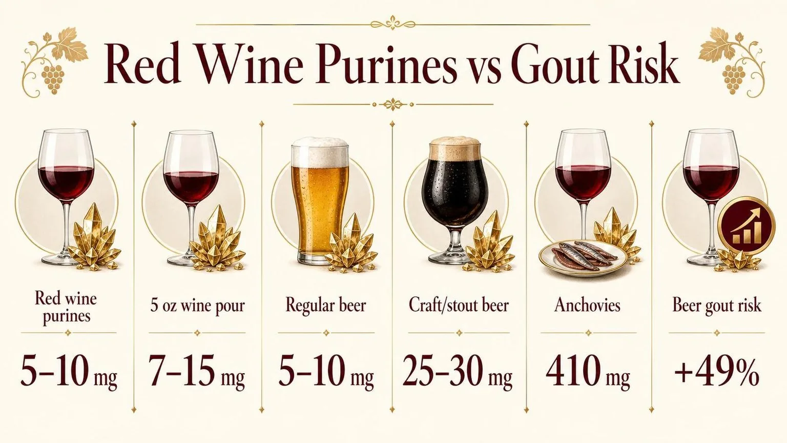 Does Red Wine Have Purines? 1 Purines in Red Wine vs Other Foods — key facts at a glance