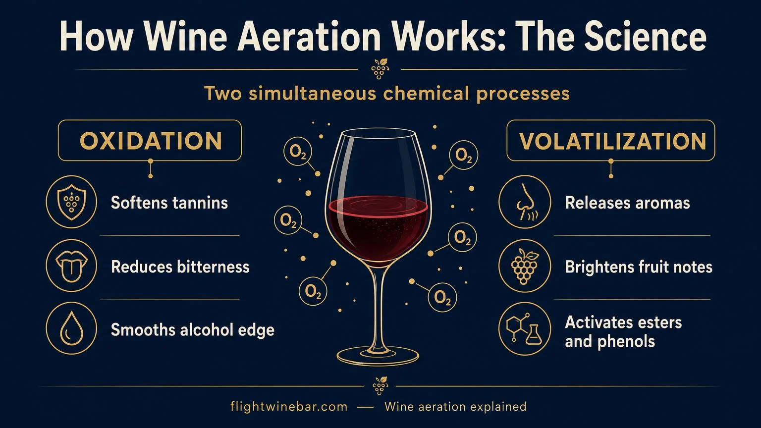 What Does an Aerator Do for Wine? – The Complete Expert Guide to Understanding Wine Aeration 2 Diagram showing oxidation and volatilization processes during wine aeration