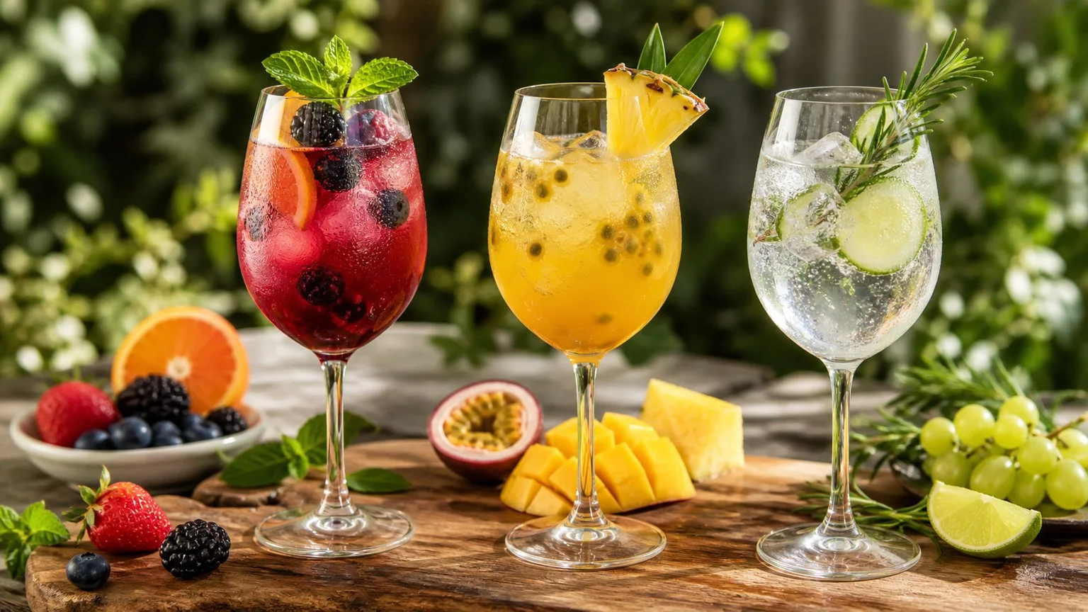 Multiple wine cooler flavor variations including berry, citrus, and tropical