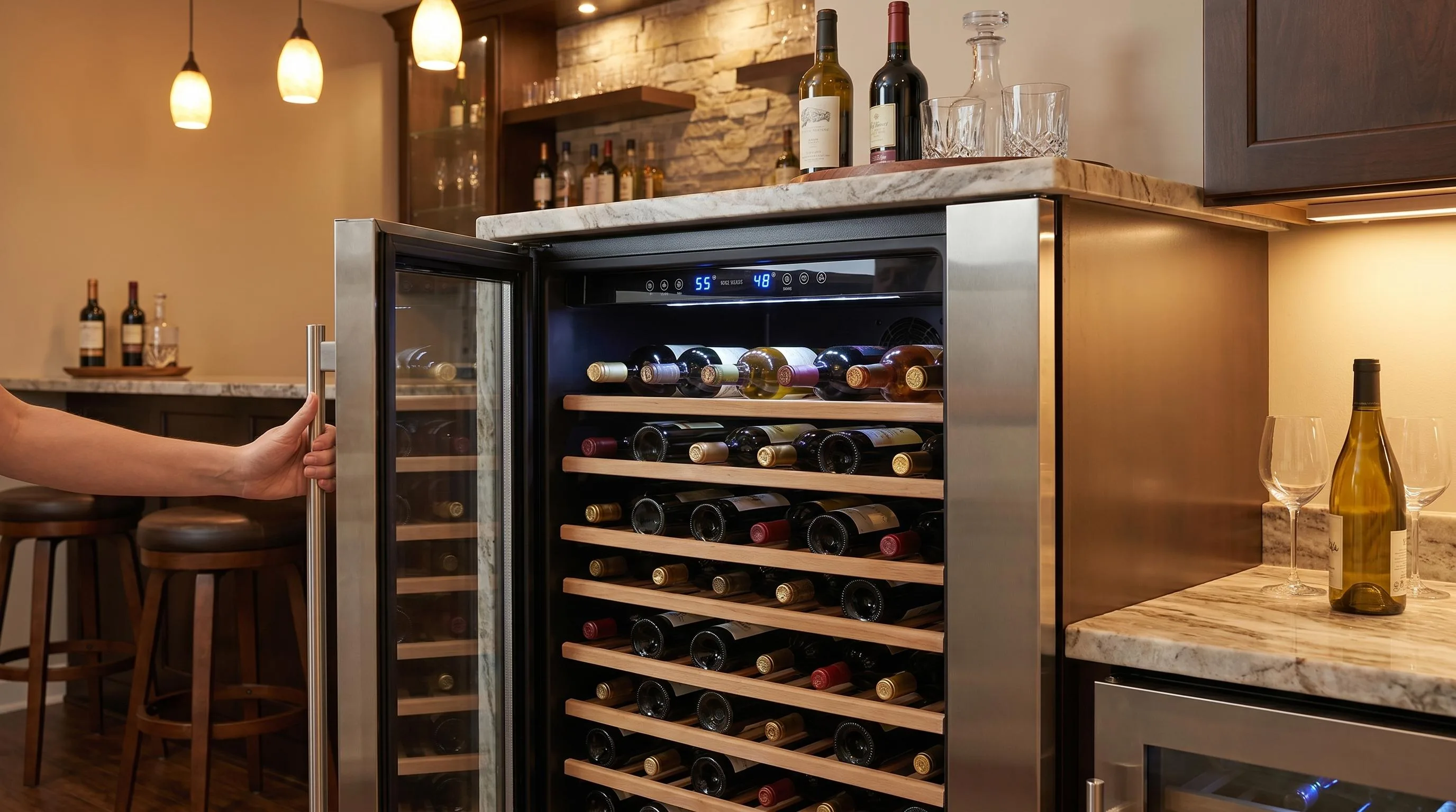 Avanti WC3015S3S Wine Cooler Review 2026 3 The Avanti WC3015S3S shown in everyday use at home, as tested by FlightWineBar