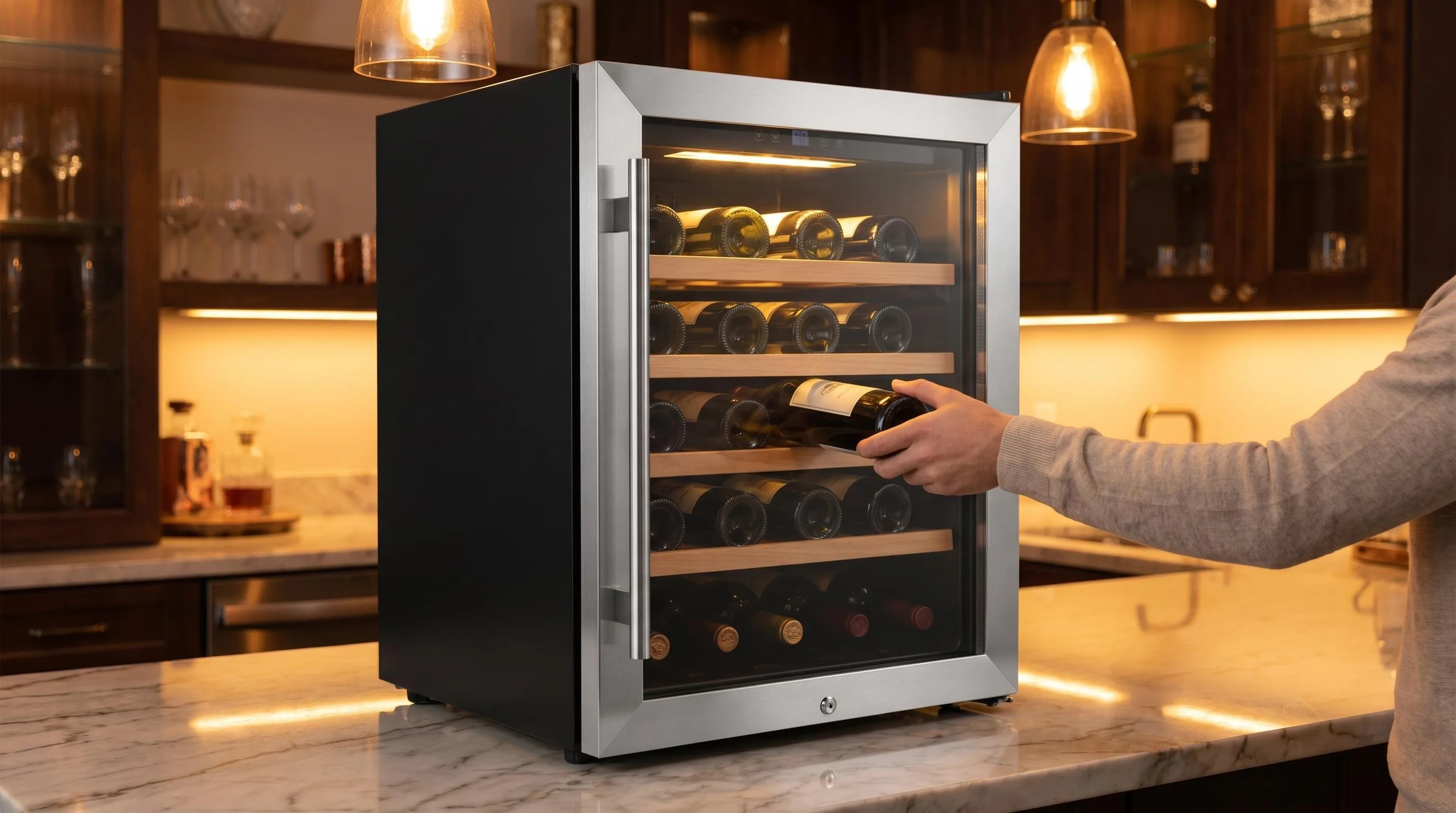 Avanti WCF281E3SS Wine Cooler Review 2026 3 The Avanti WCF281E3SS shown in everyday use at home, as tested by FlightWineBar