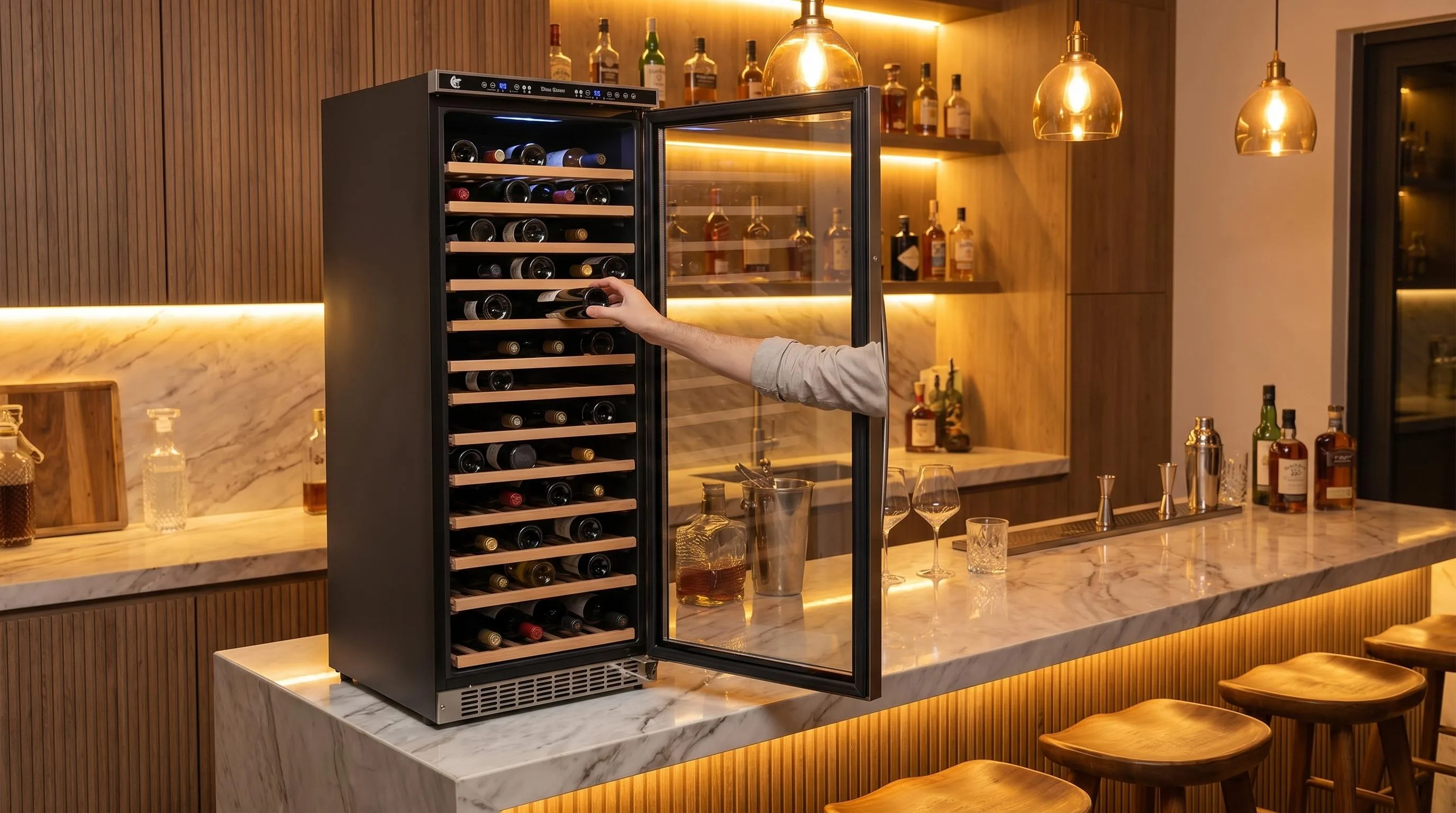The Avanti WCF43S3SD shown in everyday use at home, as tested by FlightWineBar