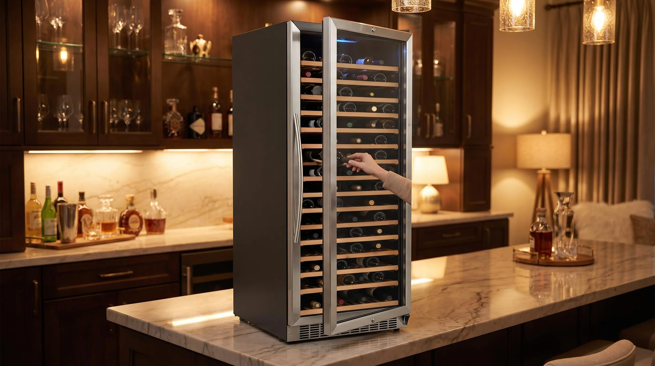 The Avanti WCR682SS-2 shown in everyday use at home, as tested by FlightWineBar