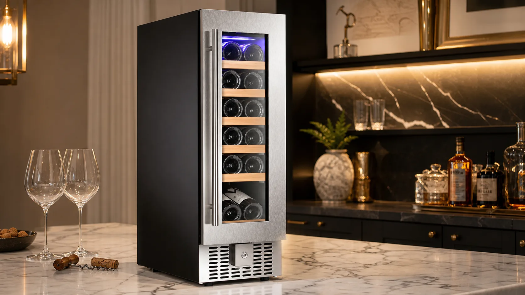 Antarctic 18-Bottle Wine Cooler — Larger Bottle Capacity: 18-bottle single-zone