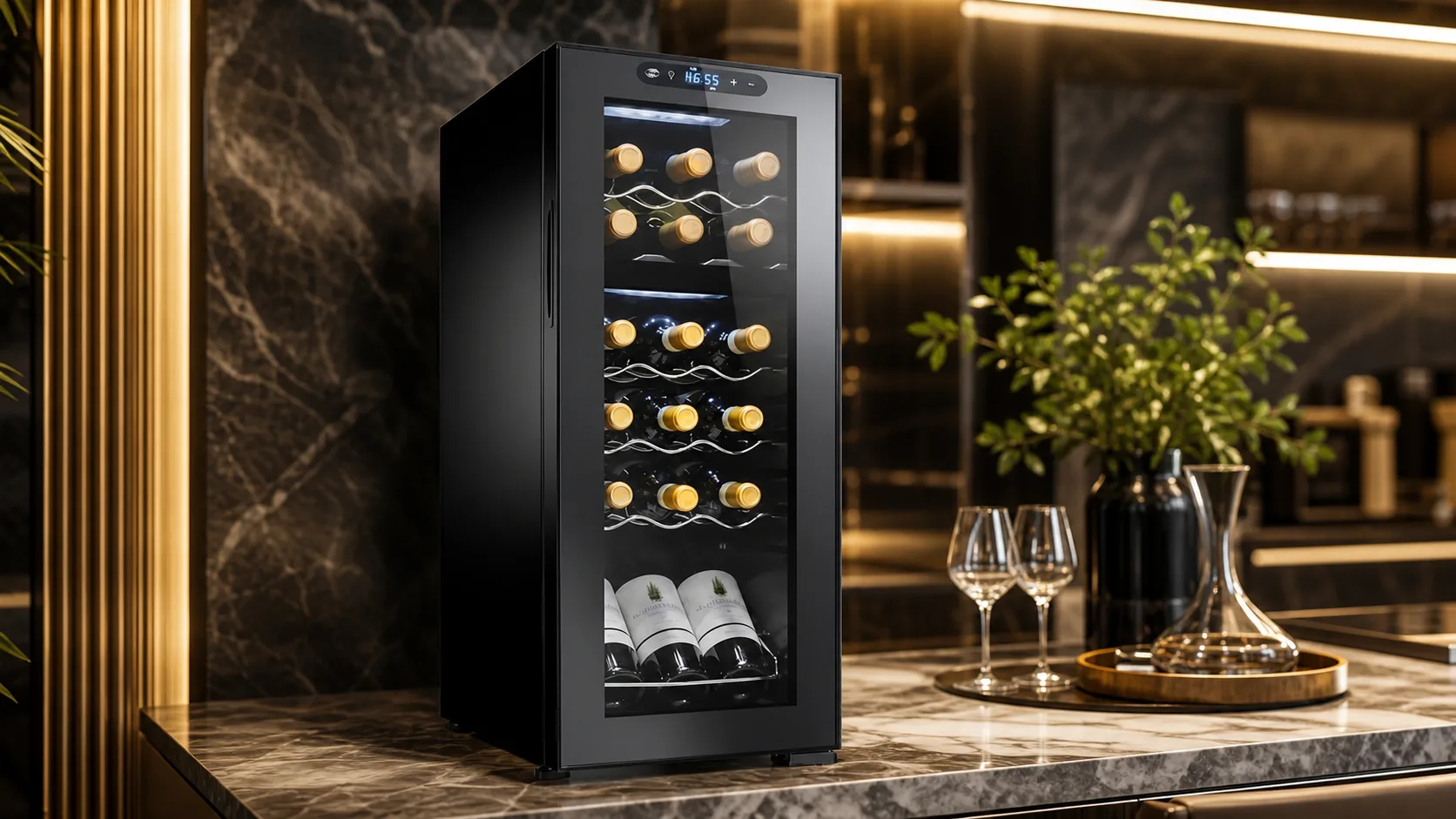 Wine 18-Bottle Wine Cooler — Dual-Zone Chilling: dual-zone cooling