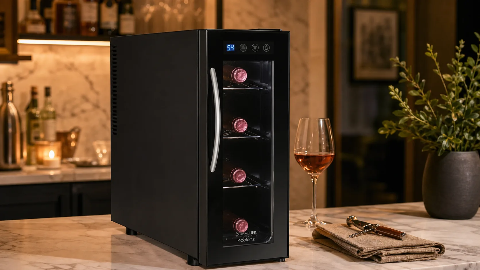Top 5 Best 4 Bottle Wine Cooler for Home Drinking in 2026 6 Koblenz EVFK-04 4-Bottle — Best Overall: single-zone 4-bottle cooler