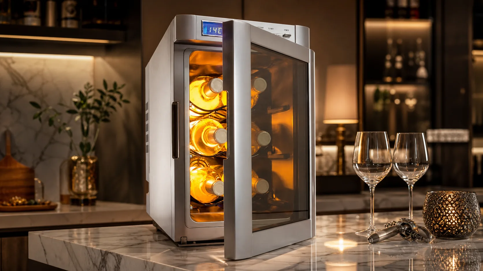 DOMETIC 6-Bottle Wine Cooler — Silver Compact Setup: 1 year warranty