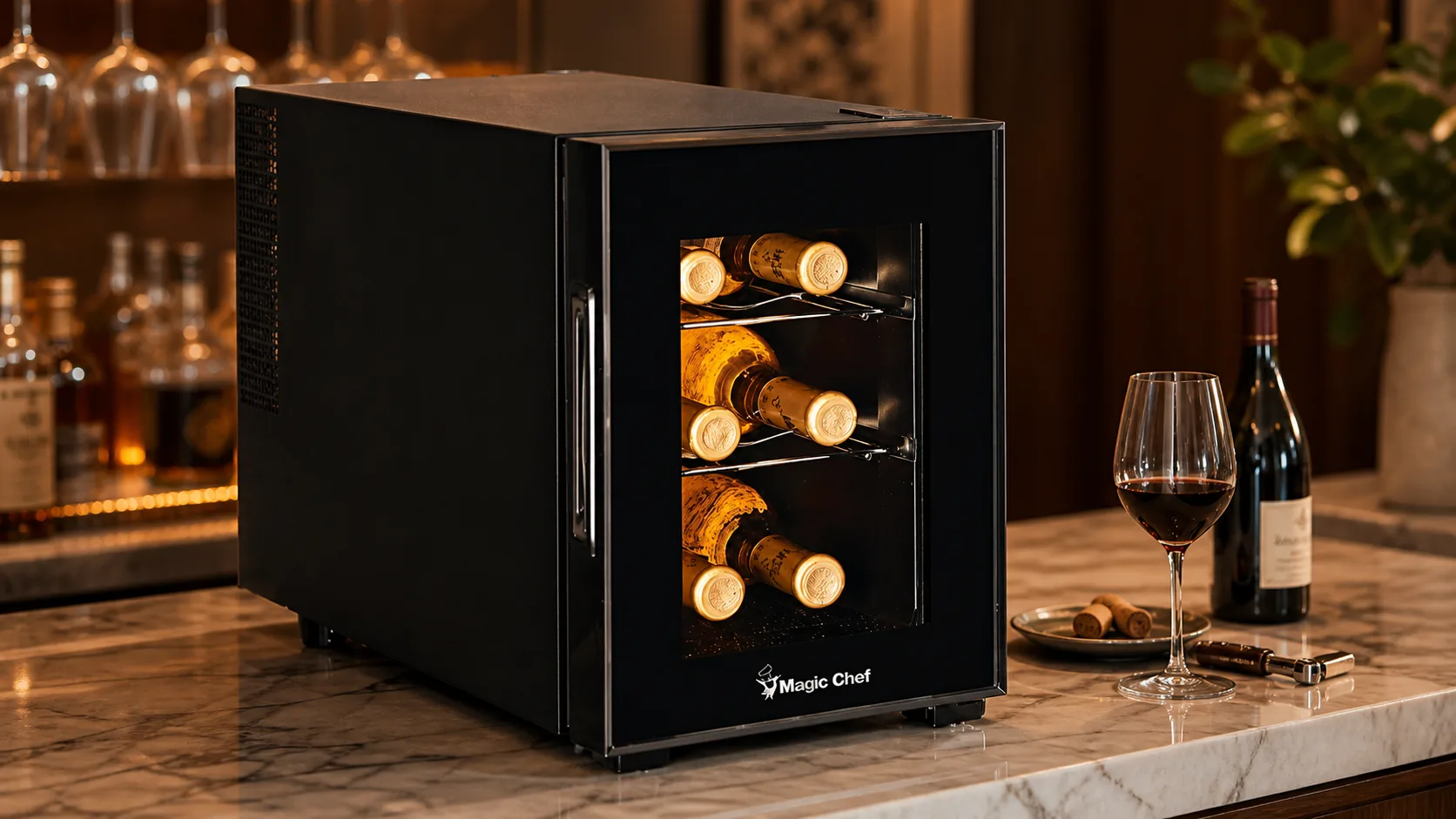 Magic 6-Bottle Wine Cooler — Single-Zone Chilling: single-zone cooling