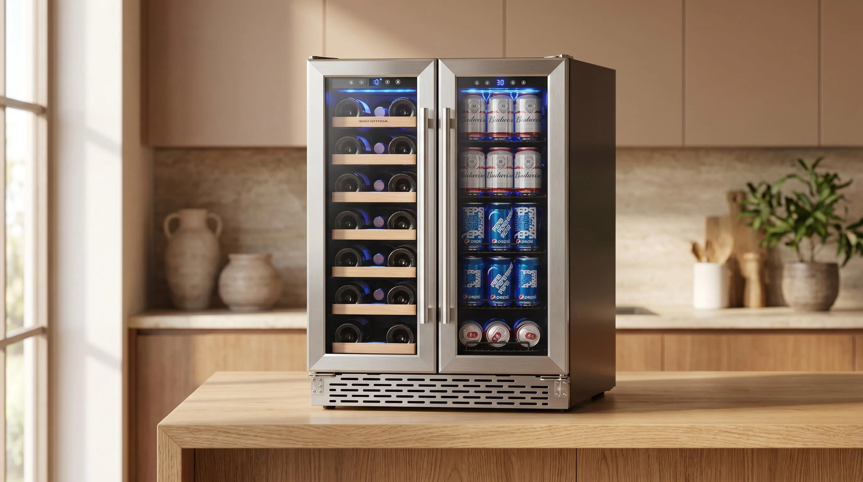 Phiestina 20-Bottle Wine Cooler — Wine Beer Storage: dual-zone control
