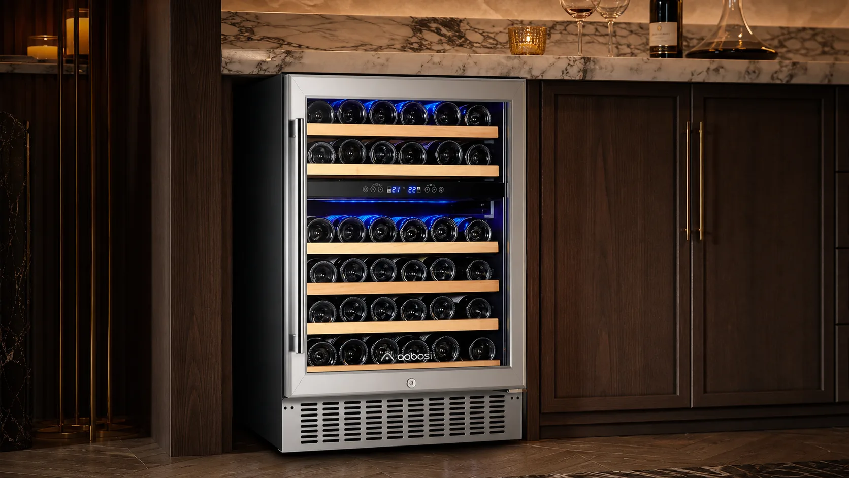 10 Best Built In Wine Cooler Products for Your Indoor 13 AAOBOSI 46-Bottle Wine Cooler — High-Efficiency Cooling: high Efficiency