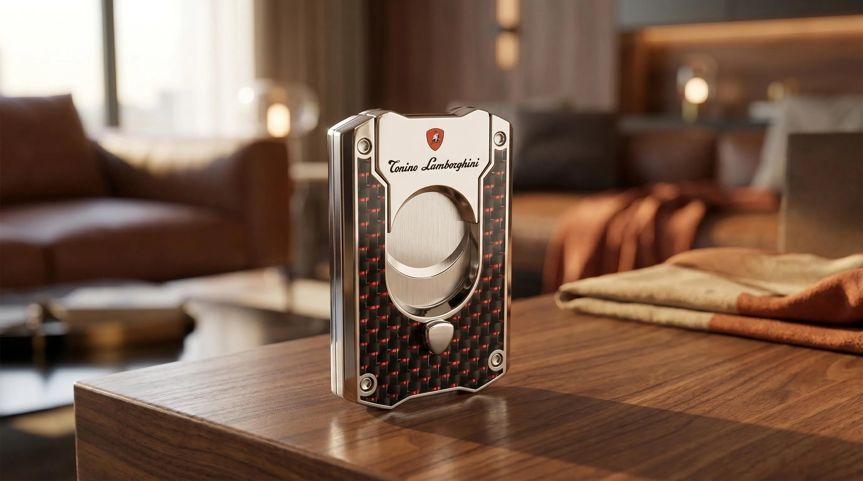 Tonino Lamborghini Les Mans Carbon Fiber Cigar Cutter: Carbon fiber finish from Tonino Lamborghini Le Mans line