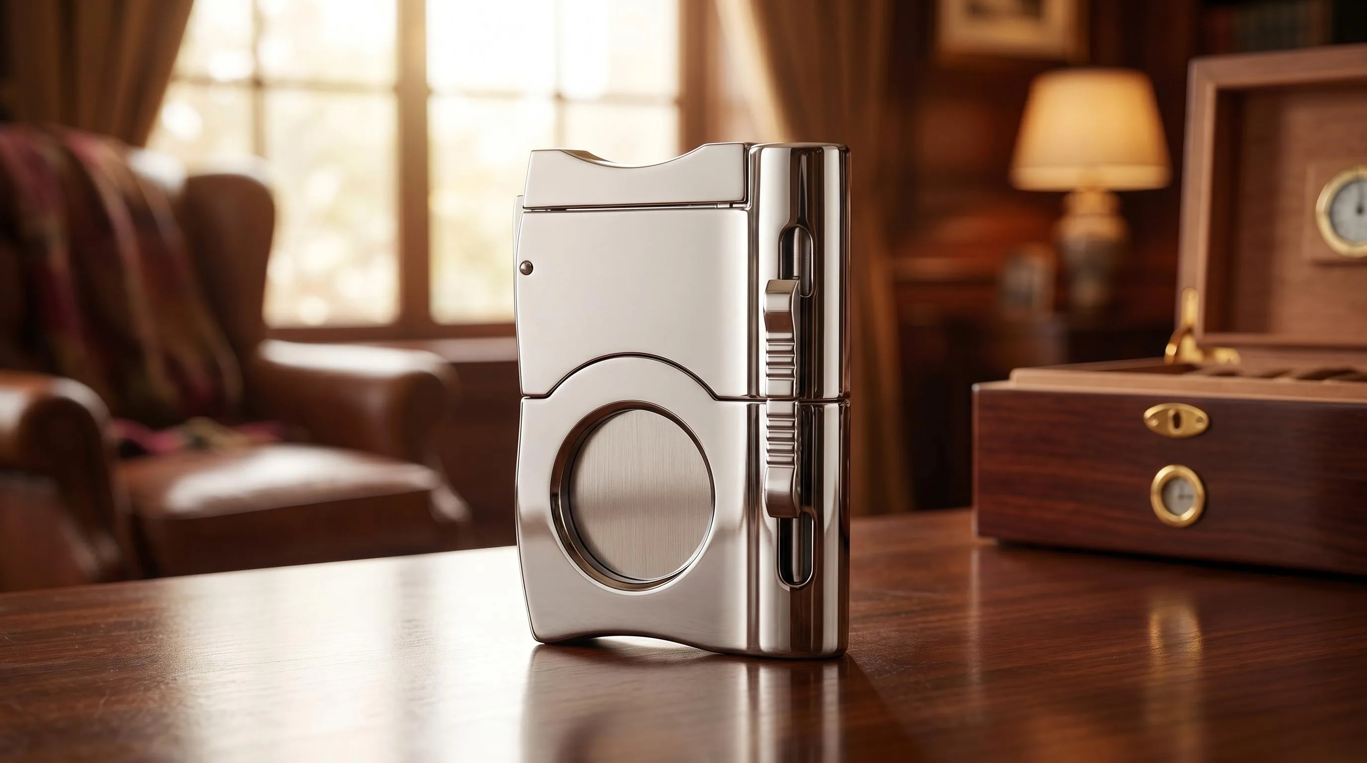 Cigar Cutter Built In Two Cigar Punch: Built-in dual cigar punch design