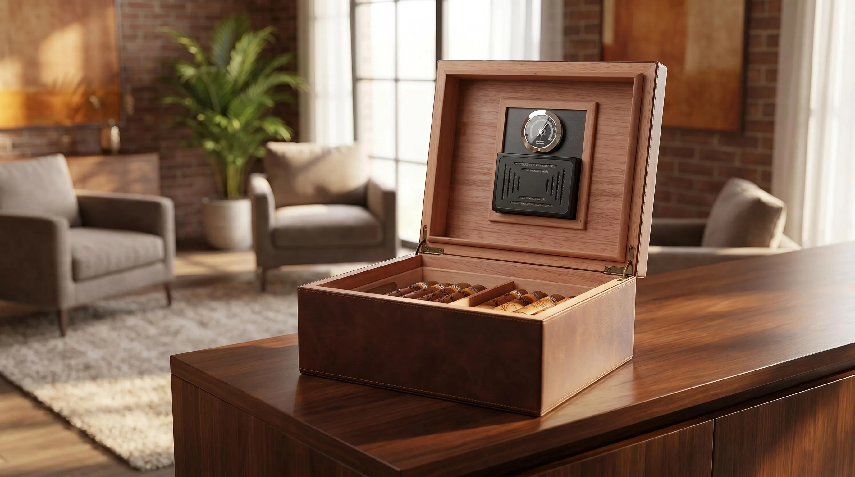 MEGACRA Desktop Cigar Humidor: Compact desktop humidor format