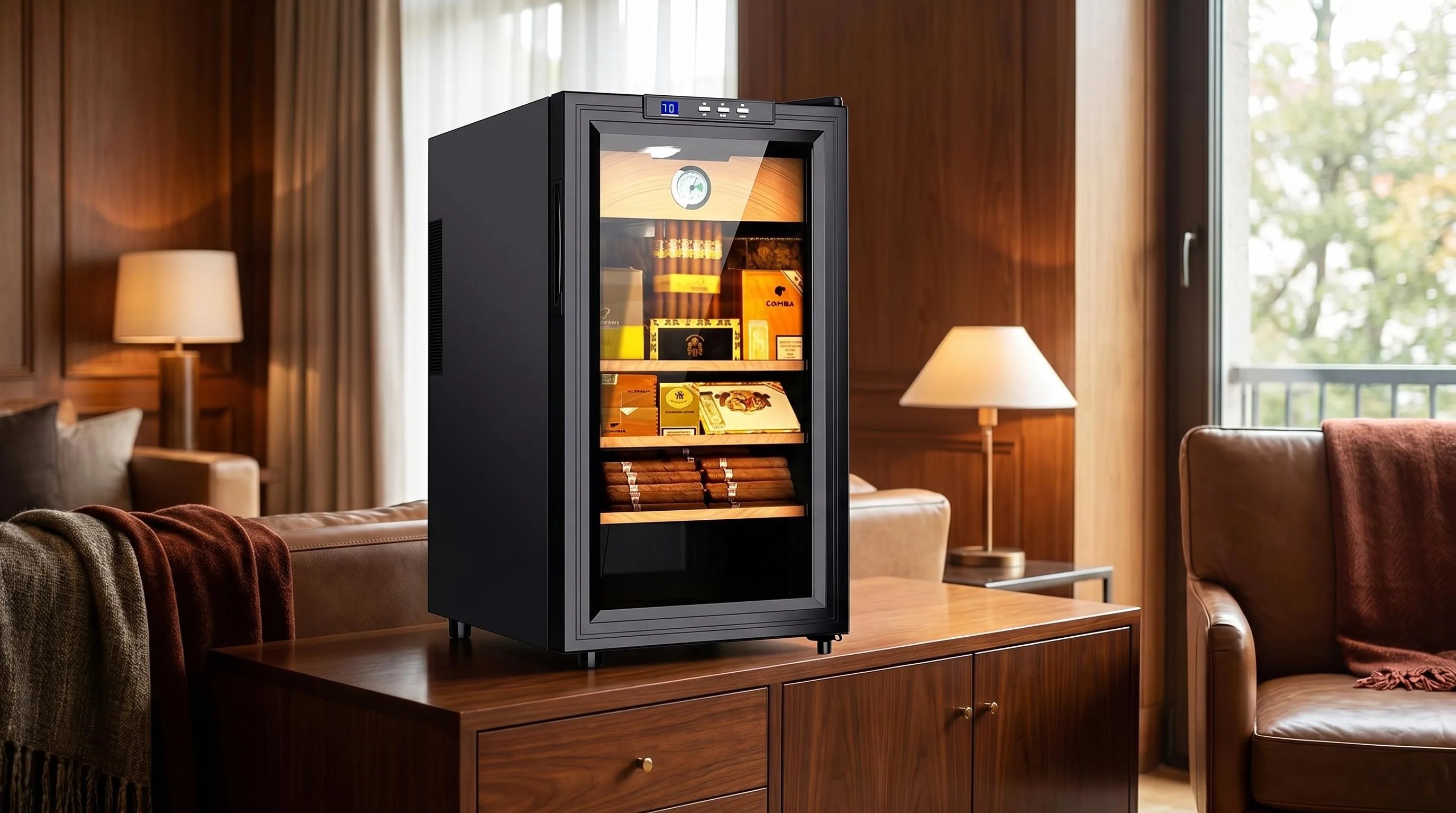 Audewdirect Electric Cooler Humidor 48L / 1.7 ft3 Spanish: Electric cooler humidor with 48L Spanish cedar interior