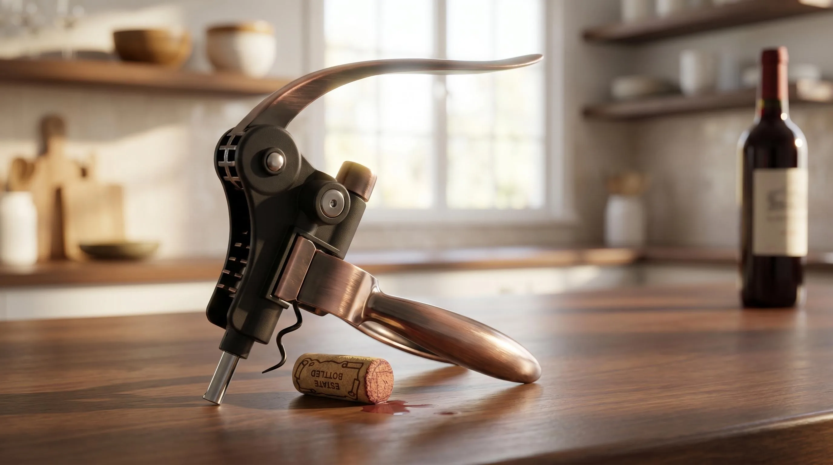 Wine Corkscrew Opener Rabitt: Rabbit-style winged arms for easy downward pull
