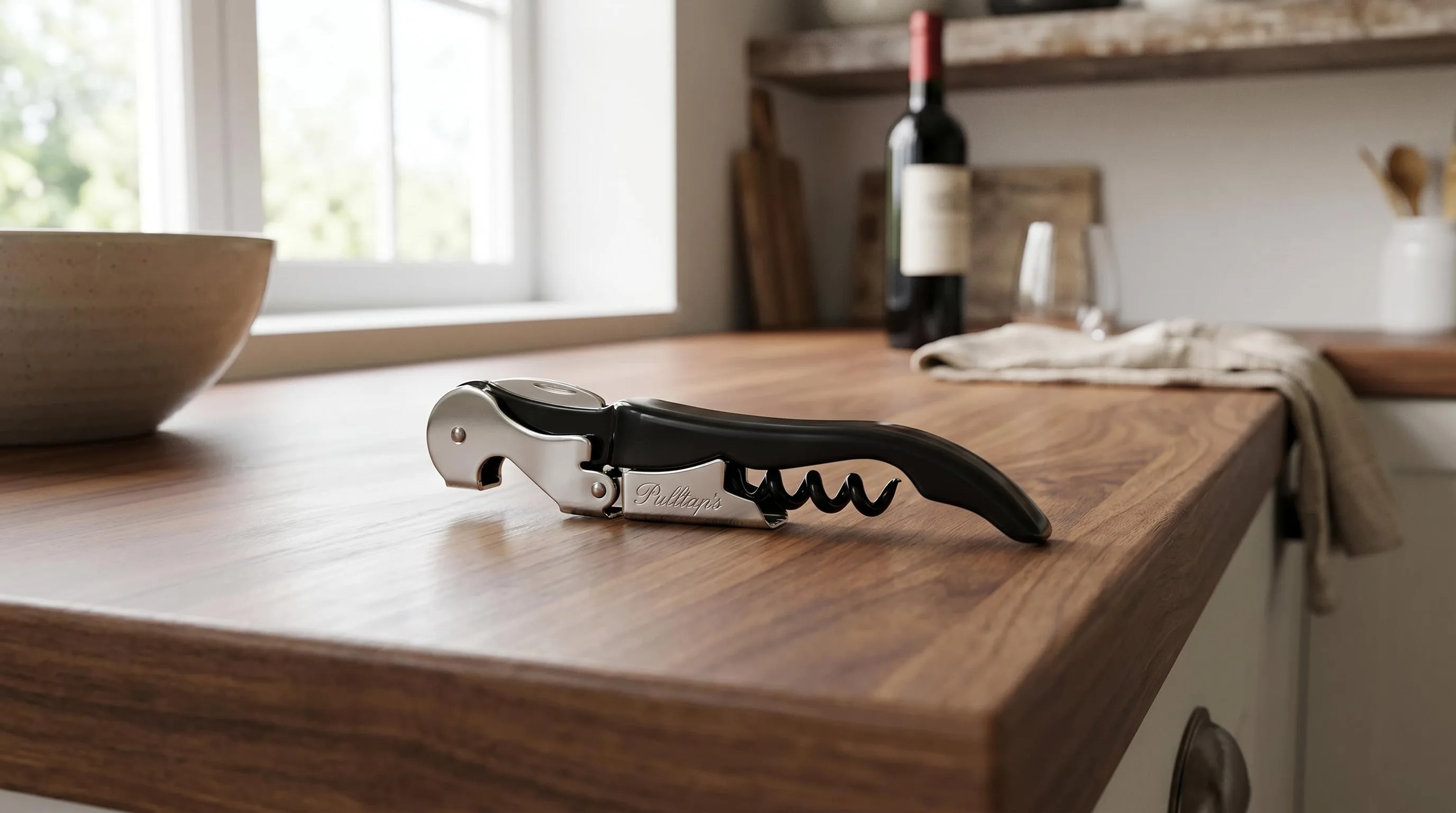 Pulltap's Double-Hinged Waiters Corkscrew — Compact Waiter Carry: double-hinged waiter’s corkscrew