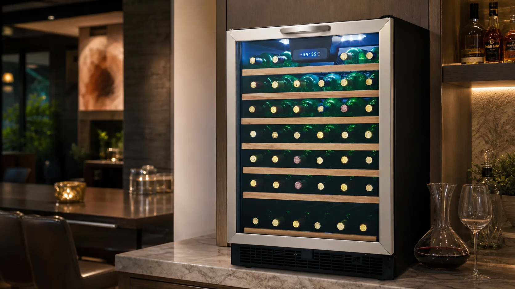 Danby DWC508BLS 50-Bottle — Mid-Size Designer Build: 50-bottle compact design with 18-month parts and labor warra