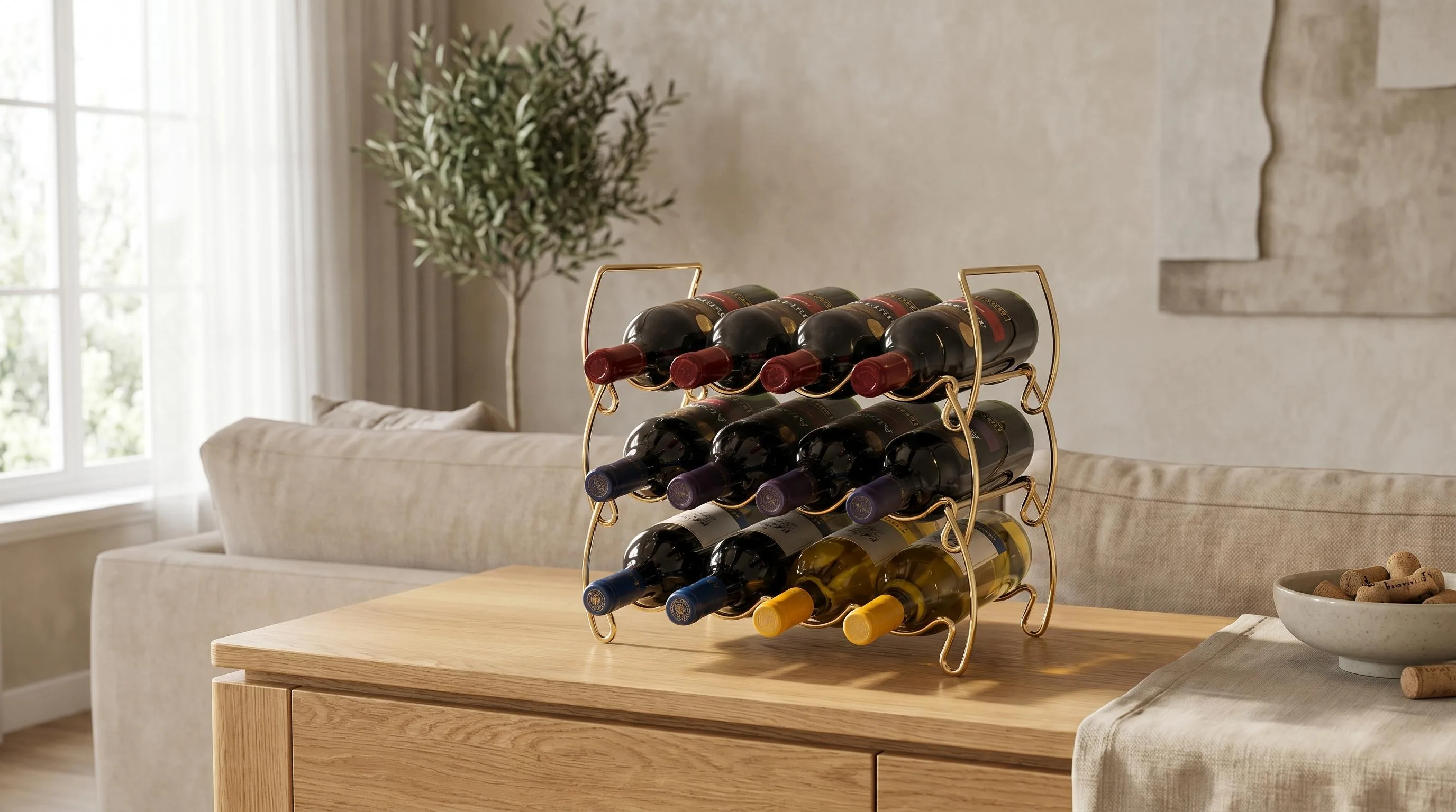 Top 10 The Best Floor Wine Rack Must-Haves in 2026 12 Sorbus® 12-Bottle Wine Cooler — Gold Accent Racks: 3-tier stackable metal rack