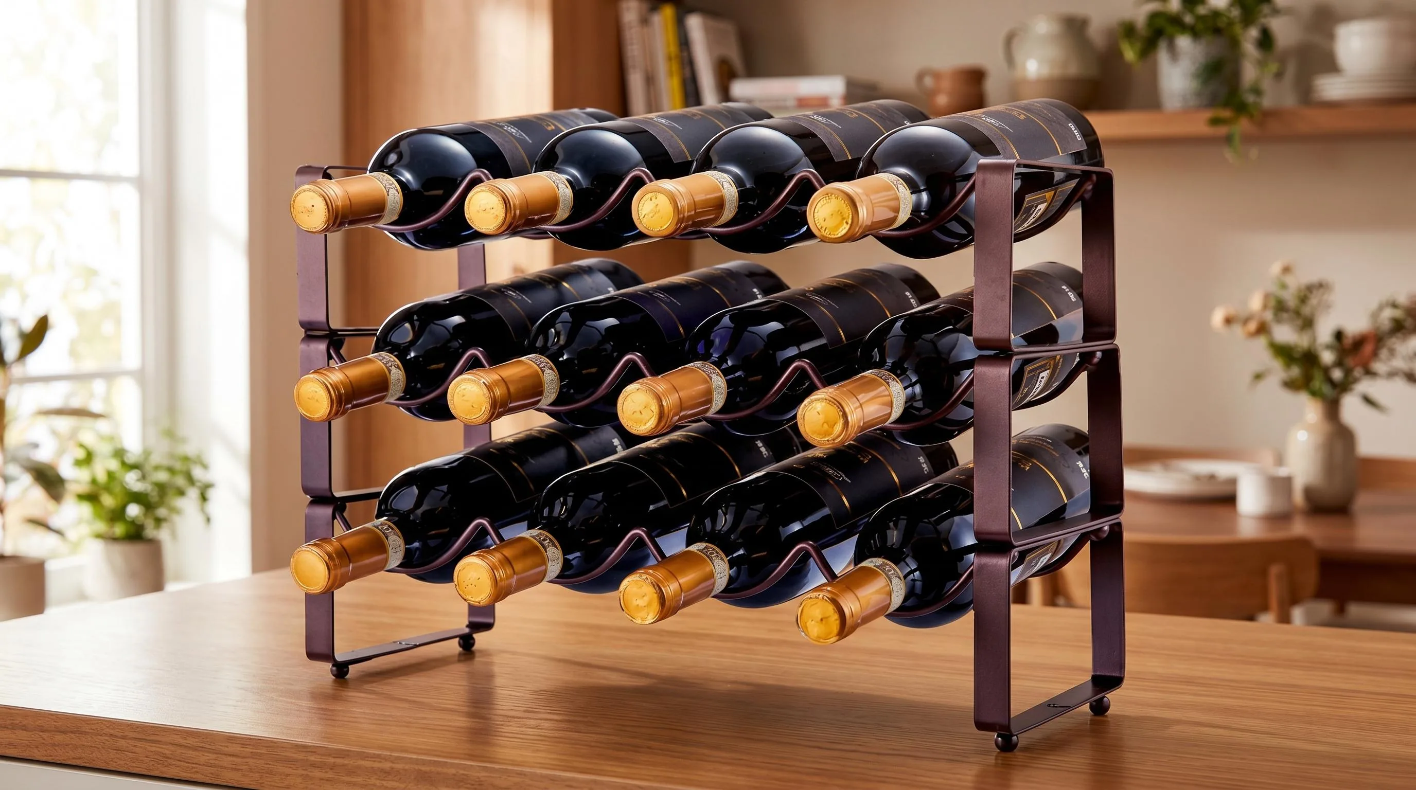 Top 10 The Best Floor Wine Rack Must-Haves in 2026 16 Tier 12-Bottle Wine Cooler — Bronze Bottle Stands: 12-bottle 3-tier metal rack