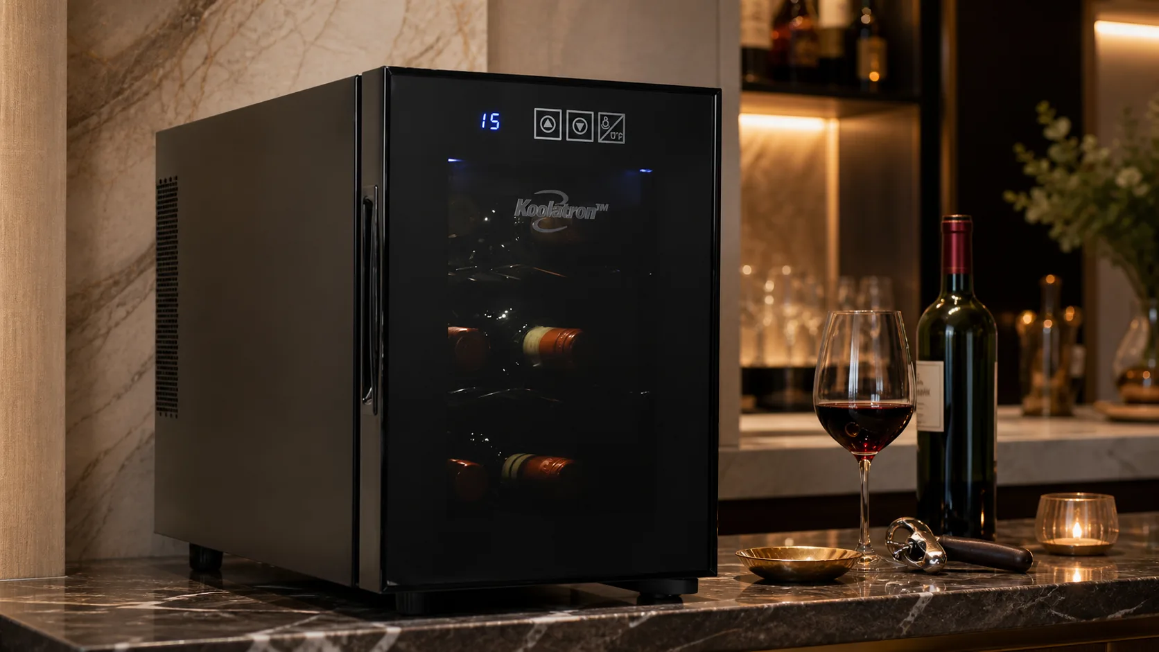 Koolatron 6-Bottle Wine Cooler — Six-Bottle Setups: 0.65 cu. ft.