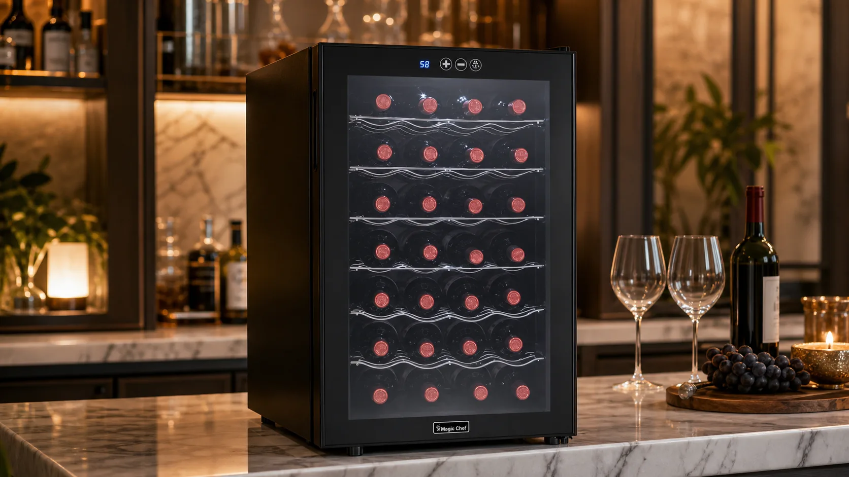Top 3 Magic Chef Wine Cooler 2026 – Best Answer for You 4 Magic 28-Bottle Wine Cooler — Best Overall: 28-bottle single-zone capacity in a black cabinet