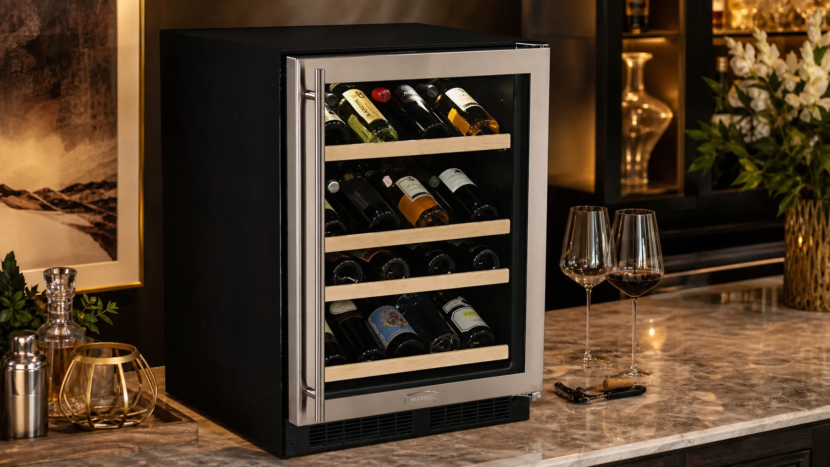 Marvel ML24WSG1RS — Single-Zone Simplicity: 24-inch stainless steel single-zone cellar